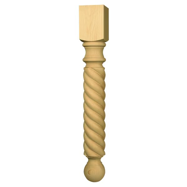 29 x 4 Traditional Rope Dining Table Leg in Hickory, Osborne Wood Products, Mfr#: 1011H